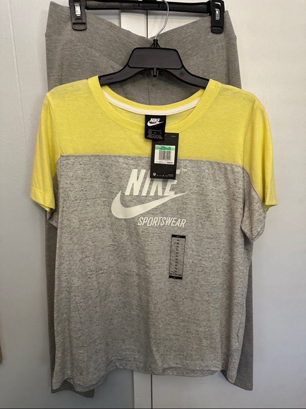 Nike Yellow and Gray Colorblock Sportswear Tee